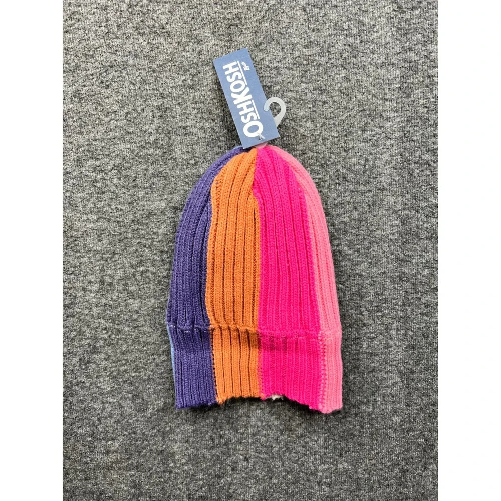OshKosh Beanie Toddler 2T/4T Multi-Color Ribbed Fleece Lined Winter Hat